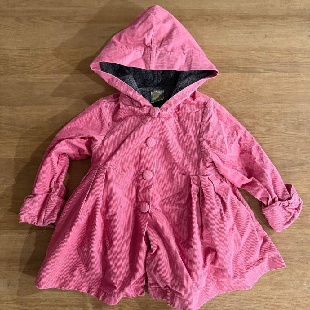 Maria Elena Pink Corduroy Hooded Jacket Fleece Lined Peplum Girls 4T
